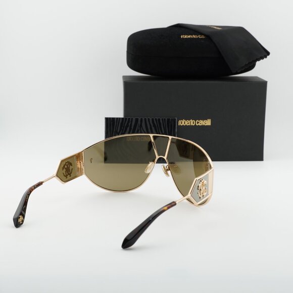 Roberto Cavalli SRC093 300G Sunglasses Gold Shield Frame, Golden Lenses main image 5